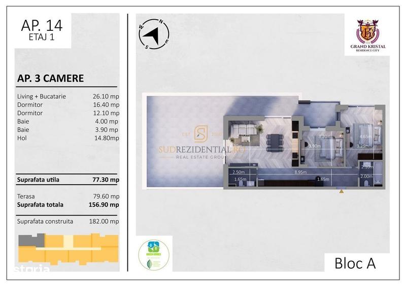 Apartament cu 3 camere decomandat în Berceni