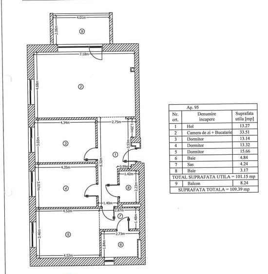 Apartament cu 4 camere decomandat, mobilat în P-ta Presei Libere