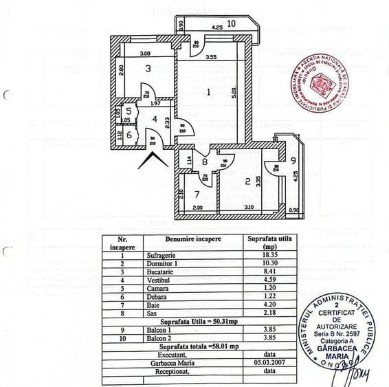 Apartament cu 2 camere semidecomandat în Turda