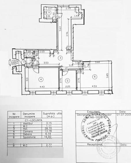 Apartament cu 3 camere decomandat, mobilat în Capitale