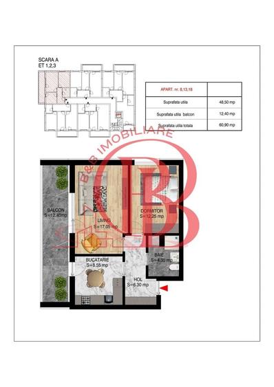 Apartament cu 2 camere decomandat în Titan