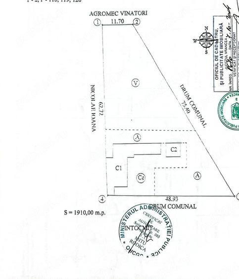 Teren de 1910 mp, în Vânători