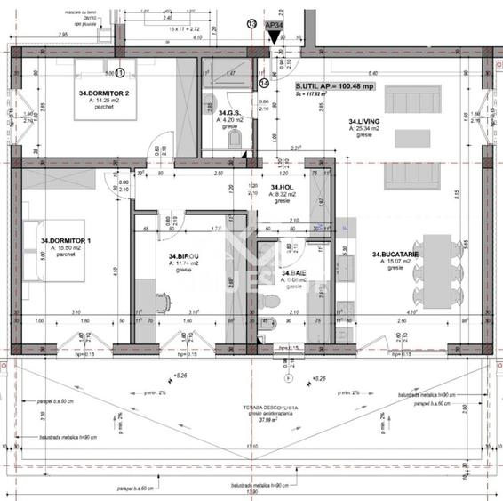 Penthouse cu 4 camere decomandat, mobilat în Periferie