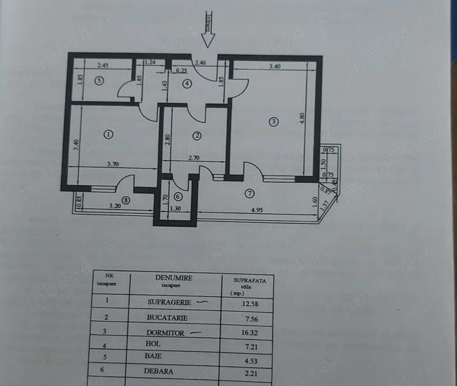 Apartament cu 2 camere decomandat în Central