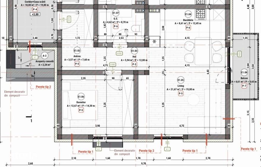 Apartament finalizat cu 2 camere et 1 + Sistem AC - Mosnita - 7