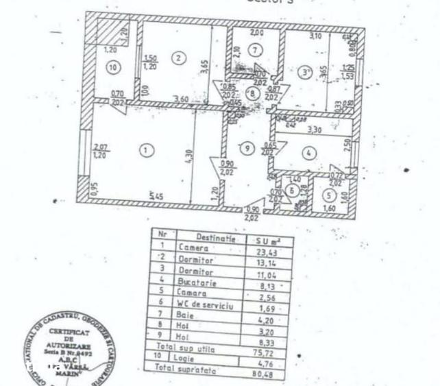 Apartament cu 3 camere decomandat în Decebal