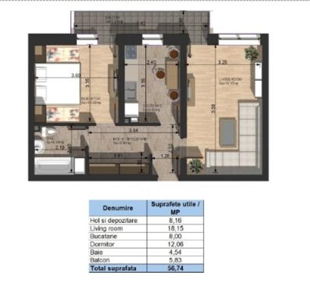 Apartament cu 3 camere în Câmpulung Muscel