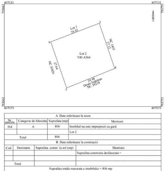 Teren Construcții intravilan de 806 mp, în Cataloi