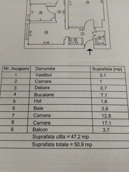 Apartament cu 2 camere decomandat în Central