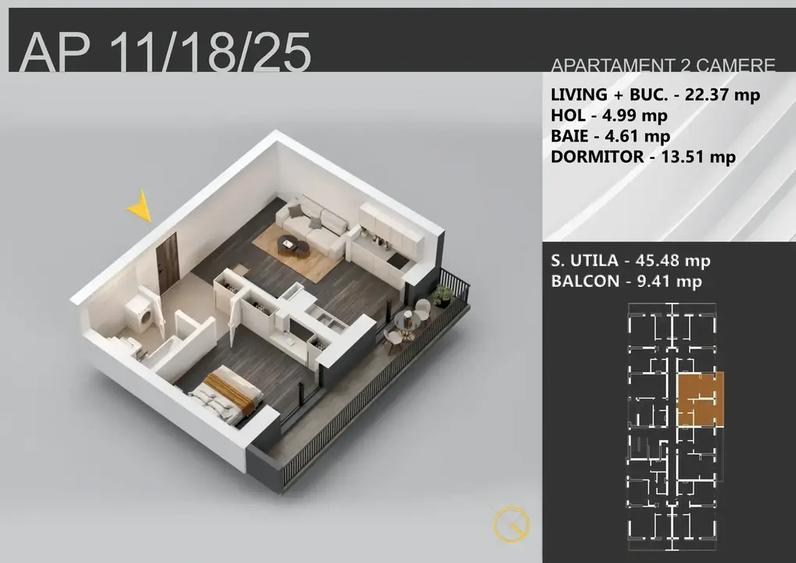Apartament cu 2 camere în Theodor Pallady