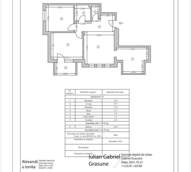 Apartament cu 3 camere semidecomandat în Măgurele