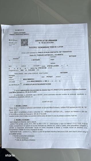 Teren de 620 mp, în Mihai Eminescu