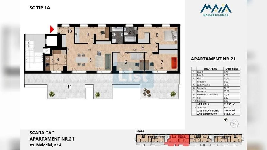 Apartament cu 5 camere semidecomandat în Zorilor