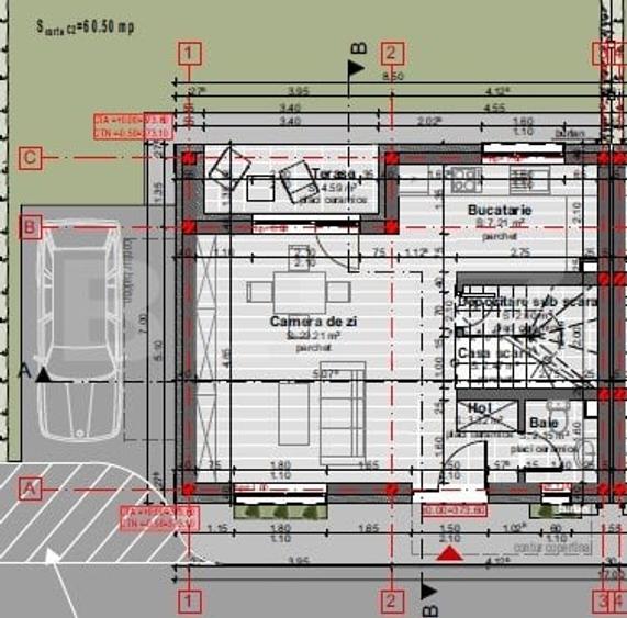 Duplex cu 4 camere cu Canalizare în Florești