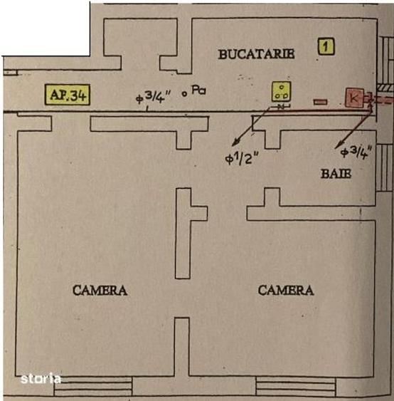 Apartament cu 2 camere în Astra