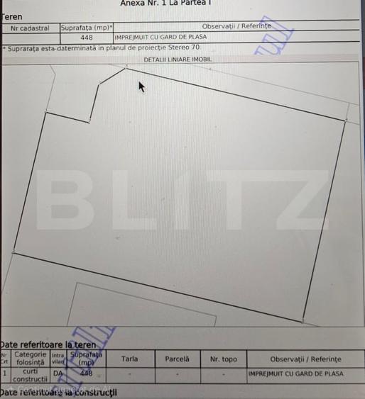 Teren Construcții intravilan de 448 mp, în Vest