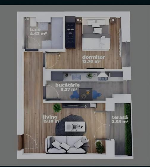 Apartament cu 2 camere semidecomandat în Titan