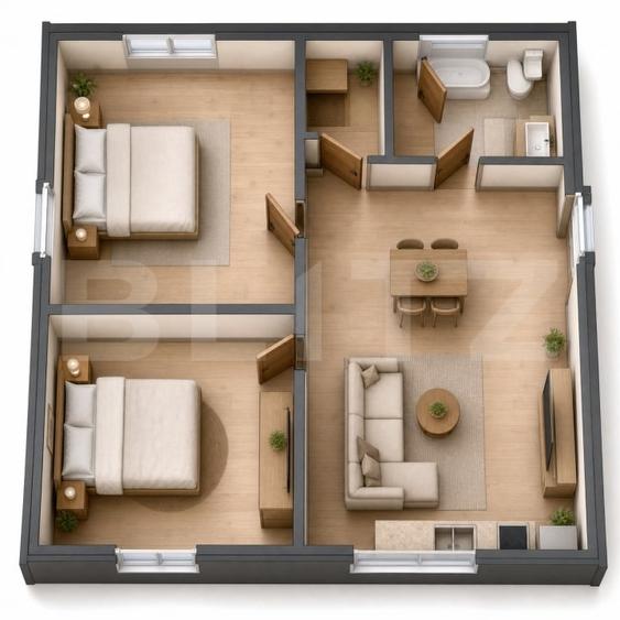 Apartament cu 3 camere semidecomandat în Est