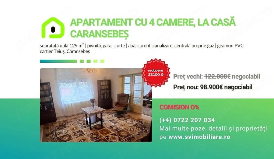 Apartament cu 4 camere semidecomandat în Central