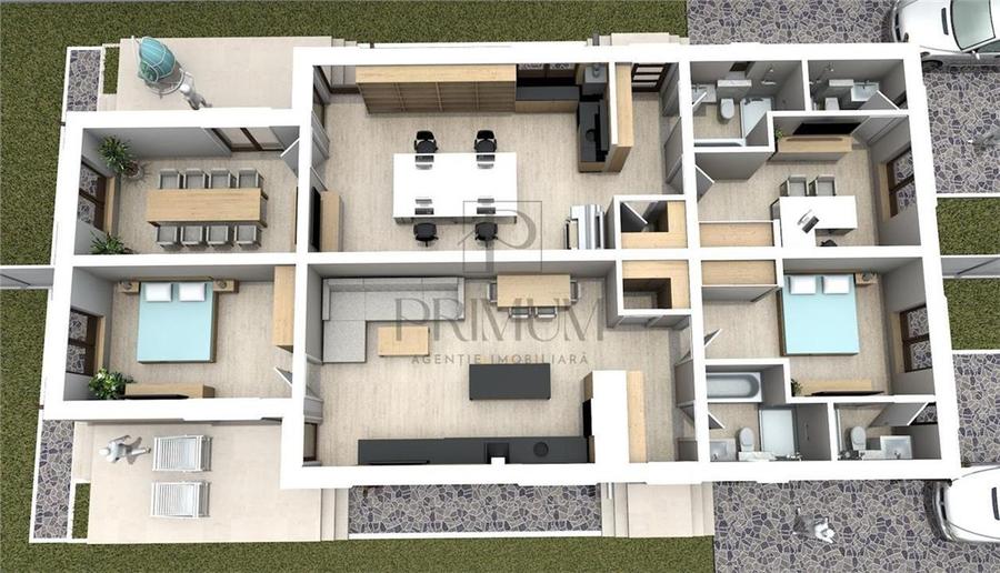 Duplex cu 3 camere cu Canalizare în Albina