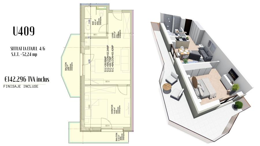 Apartament cu 2 camere în Central