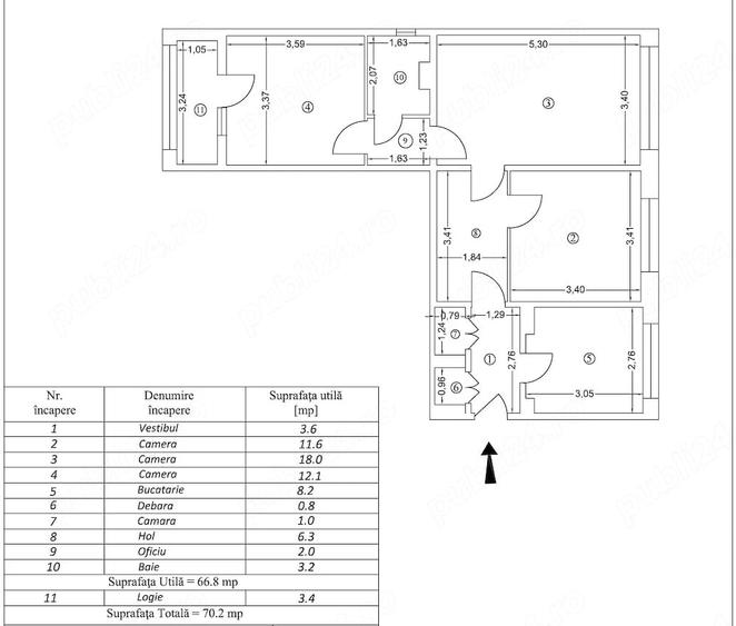 Apartament cu 3 camere semidecomandat în Theodor Pallady