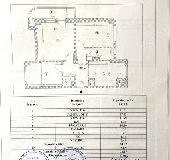 Apartament cu 3 camere decomandat în Tineretului