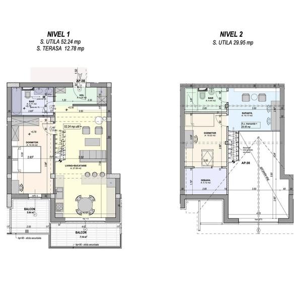 Penthouse cu 3 camere semidecomandat, mobilat în Exterior Vest