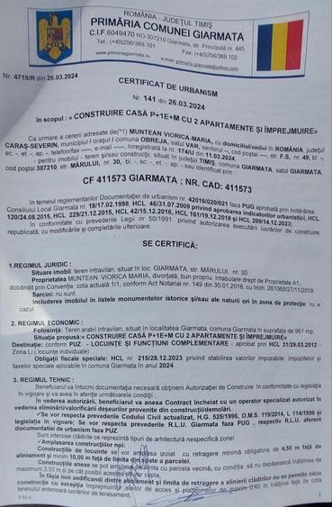 Teren de 961 mp, în Exterior Vest