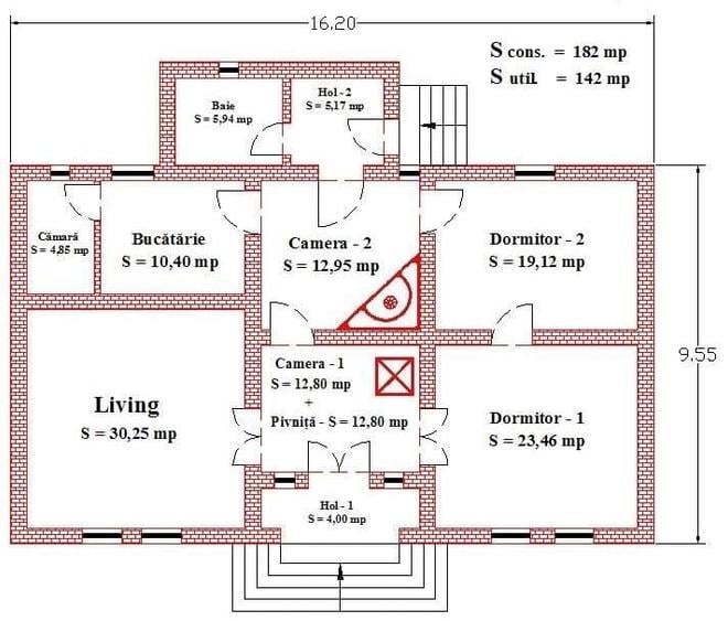 Casă cu 5 camere cu Teren 3610 Mp în Central