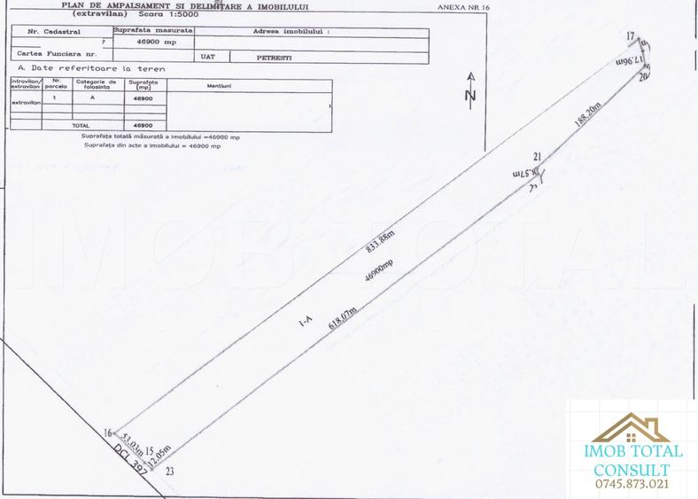 Teren Construcții extravilan de 46900 mp, în Petrești
