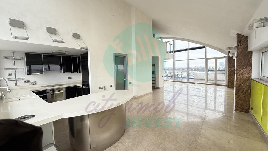 Penthouse cu 2 camere semidecomandat, mobilat în Aviatorilor