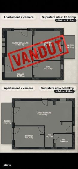 Apartament cu 2 camere decomandat în Cornitoiu