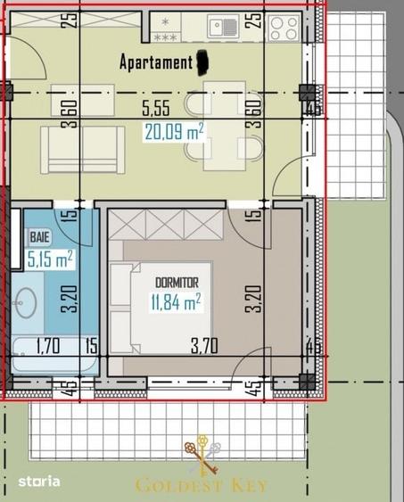 Apartament cu 2 camere în Baciu