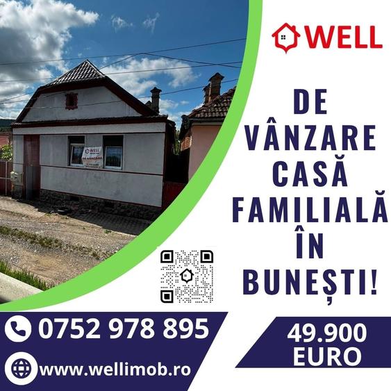 Casă cu 2 camere cu Teren 493 Mp în Bunești