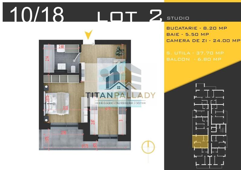 Apartament cu 2 camere în Theodor Pallady