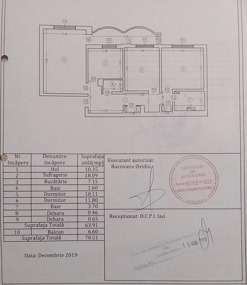 Apartament cu 3 camere decomandat în Central