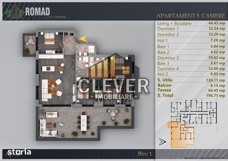 Apartament cu 5 camere în Theodor Pallady