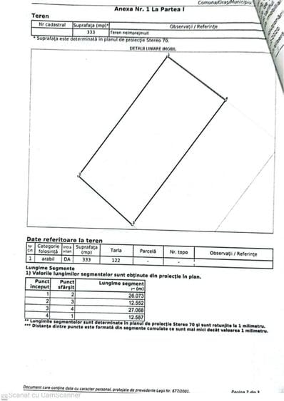 Teren Construcții intravilan de 333 mp, în Est