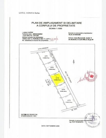 Teren Construcții intravilan de 1000 mp, în Central