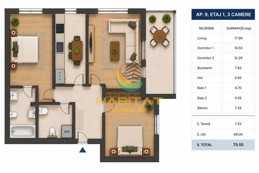 Apartament cu 3 camere decomandat în Theodor Pallady