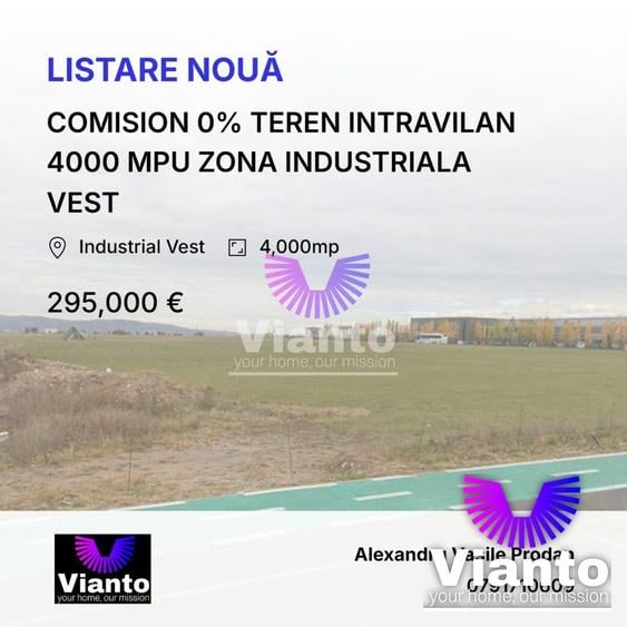 Teren agricol intravilan de 4000 mp, în Industrial Vest