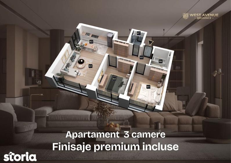 Apartament cu 3 camere în Militari