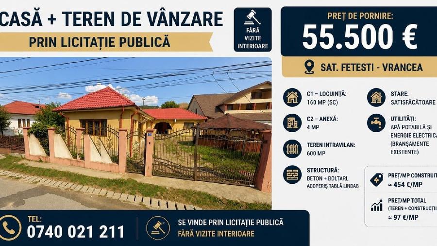 Casă individuală cu 3 camere cu Teren 600 Mp în Câmpuri