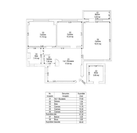 Apartament cu 3 camere decomandat, mobilat în Circumvalațiunii