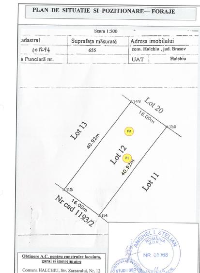 Teren Construcții intravilan de 655 mp, în Hălchiu