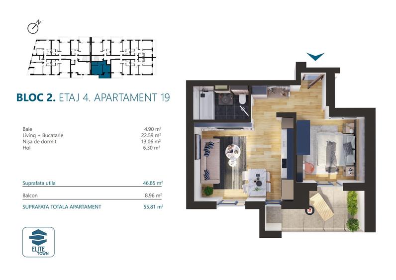 Elite Town Timisoara - Apartament 1 cameră dec. | TORONTALULUI - METRO 2 - 5