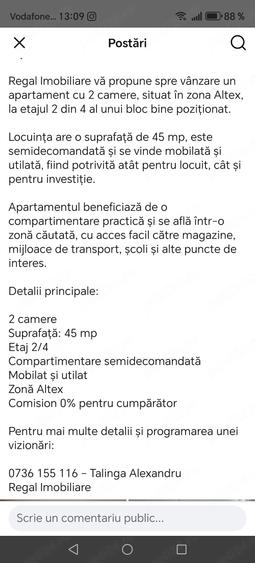 Apartament cu 2 camere decomandat în Central