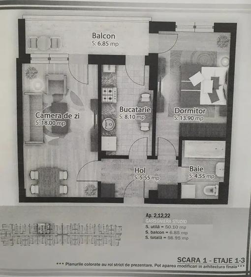 Apartament cu 2 camere semidecomandat în Titan