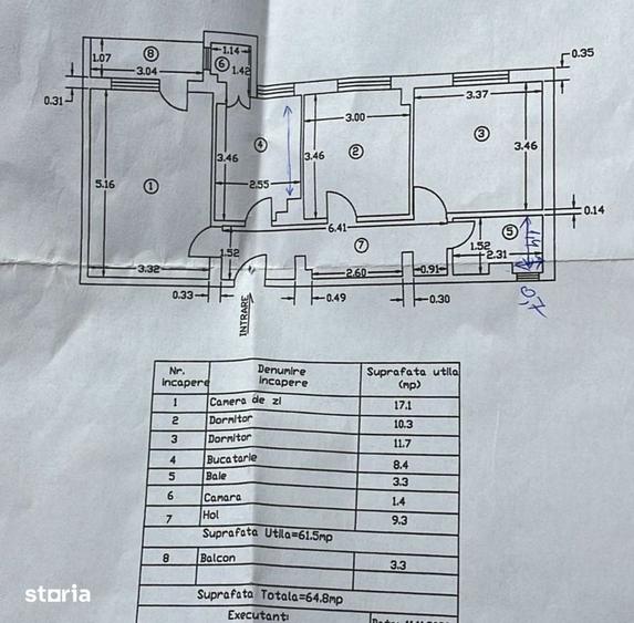 Apartament cu 3 camere decomandat în Central